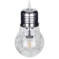 GloboStar® LAMP 01676 Μοντέρνο Κρεμαστό Φωτιστικό Οροφής Μονόφωτο 1 x E27 Ασημί Νίκελ Μεταλλικό Διάφανο Γυαλί Φ15 x Υ27cm