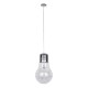 GloboStar® LAMP 01677 Μοντέρνο Κρεμαστό Φωτιστικό Οροφής Μονόφωτο 1 x E27 Ασημί Νίκελ Μεταλλικό Διάφανο Γυαλί Φ30 x Υ52cm