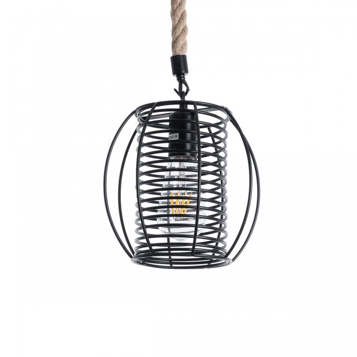 GloboStar® ORVAL 01689 Μοντέρνο Κρεμαστό Φωτιστικό Πλέγμα Μονόφωτο 1 x E27 IP20 Μαύρο Μέταλλο με Μπεζ Σχοινί - Μ20 x Π20 x Υ20cm GloboStar® ORVAL 01689 Μοντέρνο Κρεμαστό Φωτιστικό Πλέγμα Μονόφωτο 1 x E27 IP20 Μαύρο Μέταλλο με Μπεζ Σχοινί - Μ20 x Π20 x Υ20cm
