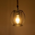 GloboStar® ORVAL 01689 Μοντέρνο Κρεμαστό Φωτιστικό Πλέγμα Μονόφωτο 1 x E27 IP20 Μαύρο Μέταλλο με Μπεζ Σχοινί - Μ20 x Π20 x Υ20cm