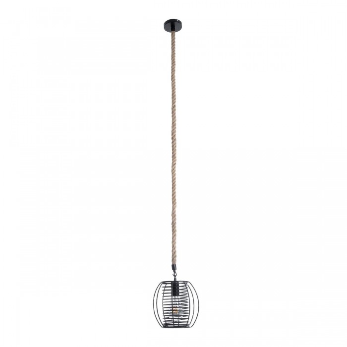 GloboStar® ORVAL 01689 Μοντέρνο Κρεμαστό Φωτιστικό Πλέγμα Μονόφωτο 1 x E27 IP20 Μαύρο Μέταλλο με Μπεζ Σχοινί - Μ20 x Π20 x Υ20cm GloboStar® ORVAL 01689 Μοντέρνο Κρεμαστό Φωτιστικό Πλέγμα Μονόφωτο 1 x E27 IP20 Μαύρο Μέταλλο με Μπεζ Σχοινί - Μ20 x Π20 x Υ20cm