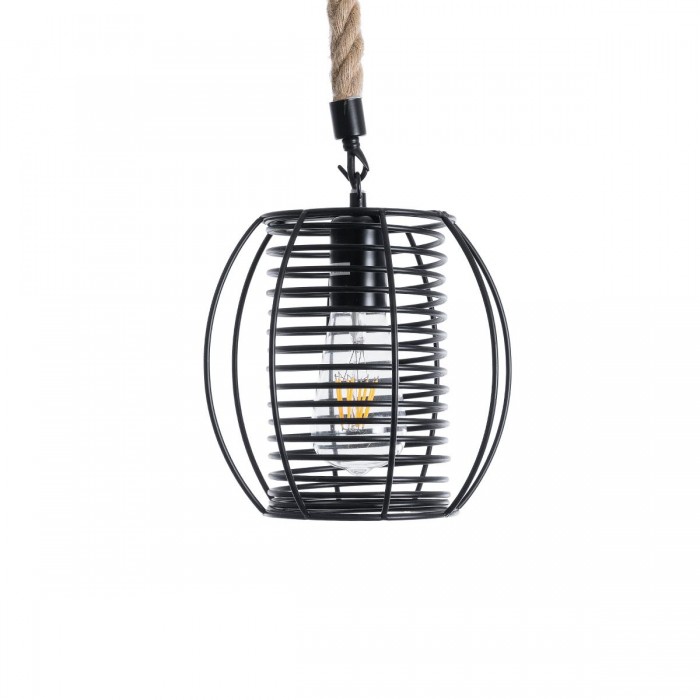 GloboStar® ORVAL 01689 Μοντέρνο Κρεμαστό Φωτιστικό Πλέγμα Μονόφωτο 1 x E27 IP20 Μαύρο Μέταλλο με Μπεζ Σχοινί - Μ20 x Π20 x Υ20cm GloboStar® ORVAL 01689 Μοντέρνο Κρεμαστό Φωτιστικό Πλέγμα Μονόφωτο 1 x E27 IP20 Μαύρο Μέταλλο με Μπεζ Σχοινί - Μ20 x Π20 x Υ20cm