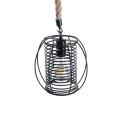 GloboStar® ORVAL 01689 Μοντέρνο Κρεμαστό Φωτιστικό Πλέγμα Μονόφωτο 1 x E27 IP20 Μαύρο Μέταλλο με Μπεζ Σχοινί - Μ20 x Π20 x Υ20cm