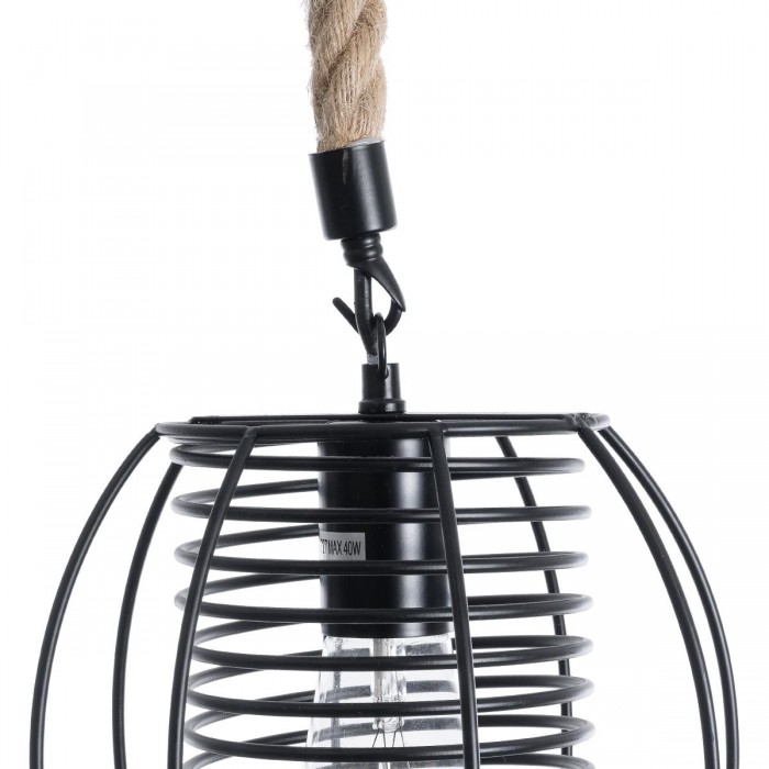GloboStar® ORVAL 01689 Μοντέρνο Κρεμαστό Φωτιστικό Πλέγμα Μονόφωτο 1 x E27 IP20 Μαύρο Μέταλλο με Μπεζ Σχοινί - Μ20 x Π20 x Υ20cm GloboStar® ORVAL 01689 Μοντέρνο Κρεμαστό Φωτιστικό Πλέγμα Μονόφωτο 1 x E27 IP20 Μαύρο Μέταλλο με Μπεζ Σχοινί - Μ20 x Π20 x Υ20cm