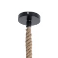 GloboStar® ORVAL 01689 Μοντέρνο Κρεμαστό Φωτιστικό Πλέγμα Μονόφωτο 1 x E27 IP20 Μαύρο Μέταλλο με Μπεζ Σχοινί - Μ20 x Π20 x Υ20cm