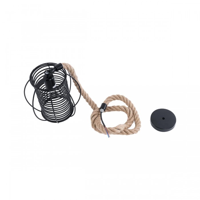 GloboStar® ORVAL 01689 Μοντέρνο Κρεμαστό Φωτιστικό Πλέγμα Μονόφωτο 1 x E27 IP20 Μαύρο Μέταλλο με Μπεζ Σχοινί - Μ20 x Π20 x Υ20cm GloboStar® ORVAL 01689 Μοντέρνο Κρεμαστό Φωτιστικό Πλέγμα Μονόφωτο 1 x E27 IP20 Μαύρο Μέταλλο με Μπεζ Σχοινί - Μ20 x Π20 x Υ20cm