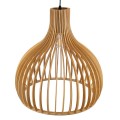 GloboStar® SCANDINAVIA 01701 Μοντέρνο Κρεμαστό Φωτιστικό Οροφής Μονόφωτο 1 x E27 Μπεζ Ξύλινο Πλέγμα Φ45 x Υ45cm