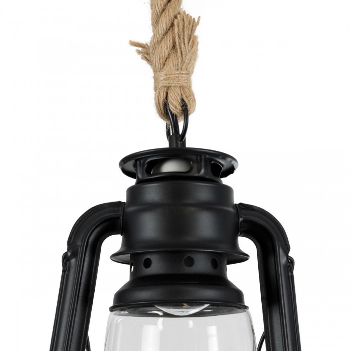 GLOBOSTAR® BARBAROSSA 01704 Vintage Κρεμαστό Φωτιστικό Οροφής με Ντουί 1 x E27 AC 220-240V IP20 - Μαύρο, Μπεζ & Διάφανο - Μ18 x Π18 x Υ28cm