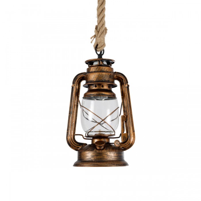 GLOBOSTAR® BARBAROSSA 01706 Vintage Κρεμαστό Φωτιστικό Οροφής με Ντουί 1 x E27 AC 220-240V IP20 - Χάλκινο Εφέ Σκουριάς - Μ18 x Π18 x Υ28cm