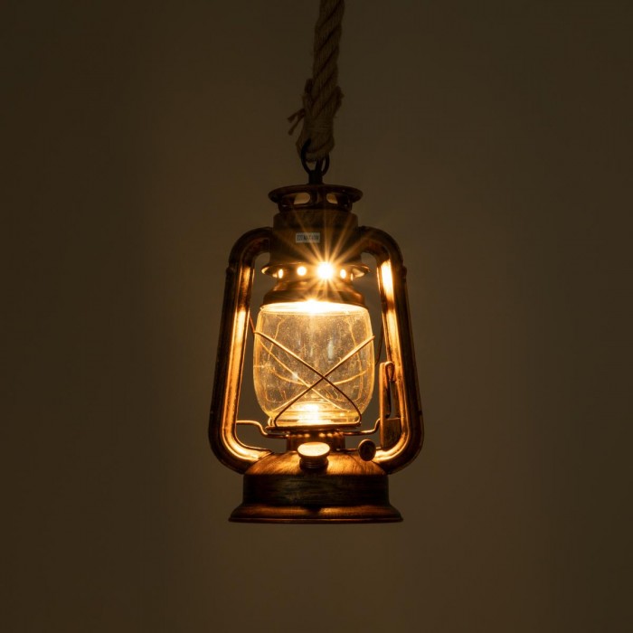 GLOBOSTAR® BARBAROSSA 01706 Vintage Κρεμαστό Φωτιστικό Οροφής με Ντουί 1 x E27 AC 220-240V IP20 - Χάλκινο Εφέ Σκουριάς - Μ18 x Π18 x Υ28cm