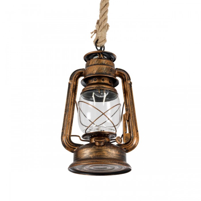 GLOBOSTAR® BARBAROSSA 01706 Vintage Κρεμαστό Φωτιστικό Οροφής με Ντουί 1 x E27 AC 220-240V IP20 - Χάλκινο Εφέ Σκουριάς - Μ18 x Π18 x Υ28cm