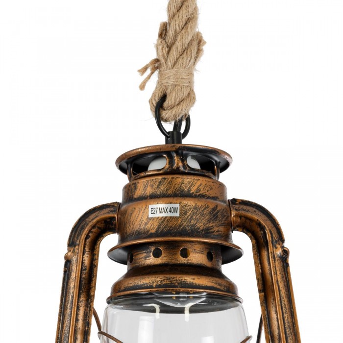 GLOBOSTAR® BARBAROSSA 01706 Vintage Κρεμαστό Φωτιστικό Οροφής με Ντουί 1 x E27 AC 220-240V IP20 - Χάλκινο Εφέ Σκουριάς - Μ18 x Π18 x Υ28cm