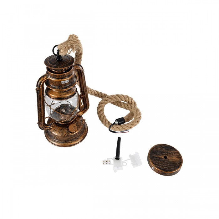 GLOBOSTAR® BARBAROSSA 01706 Vintage Κρεμαστό Φωτιστικό Οροφής με Ντουί 1 x E27 AC 220-240V IP20 - Χάλκινο Εφέ Σκουριάς - Μ18 x Π18 x Υ28cm