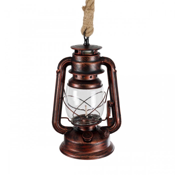 GLOBOSTAR® BARBAROSSA 01707 Vintage Κρεμαστό Φωτιστικό Οροφής με Ντουί 1 x E27 AC 220-240V IP20 - Χάλκινο, Μπεζ & Διάφανο - Μ18 x Π18 x Υ28cm