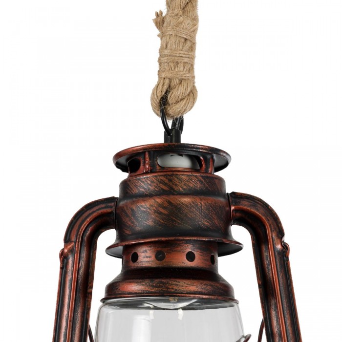 GLOBOSTAR® BARBAROSSA 01707 Vintage Κρεμαστό Φωτιστικό Οροφής με Ντουί 1 x E27 AC 220-240V IP20 - Χάλκινο, Μπεζ & Διάφανο - Μ18 x Π18 x Υ28cm