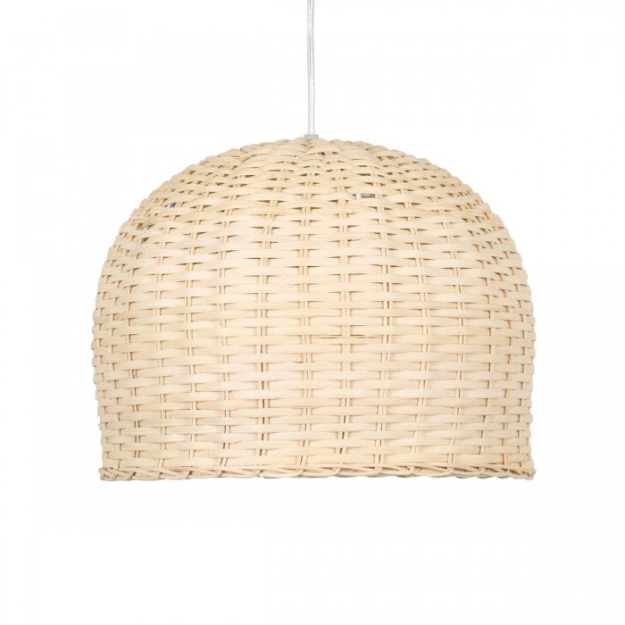 GloboStar® BERMUDA 01708 Μοντέρνο Κρεμαστό Φωτιστικό Οροφής Μονόφωτο 1 x E27 Μπεζ Μπαμπού Καμπάνα Φ31 x Υ22cm