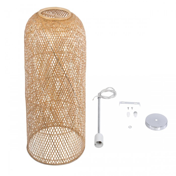 GloboStar® CALERO 01712 Μοντέρνο Κρεμαστό Φωτιστικό Οροφής Μονόφωτο 1 x E27 Μπεζ Μπαμπού Καμπάνα Φ40 x Υ90cm GloboStar® CALERO 01712 Μοντέρνο Κρεμαστό Φωτιστικό Οροφής Μονόφωτο 1 x E27 Μπεζ Μπαμπού Καμπάνα Φ40 x Υ90cm