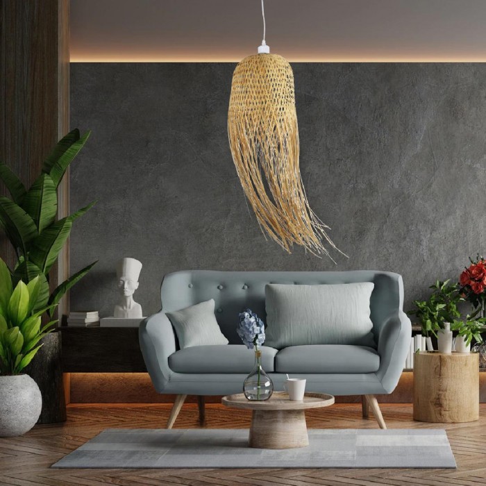 GloboStar® MANILA 01713 Μοντέρνο Κρεμαστό Φωτιστικό Οροφής Μονόφωτο 1 x E27 Μπεζ Μπαμπού Καμπάνα Φ25 x Υ60cm GloboStar® MANILA 01713 Μοντέρνο Κρεμαστό Φωτιστικό Οροφής Μονόφωτο 1 x E27 Μπεζ Μπαμπού Καμπάνα Φ25 x Υ60cm