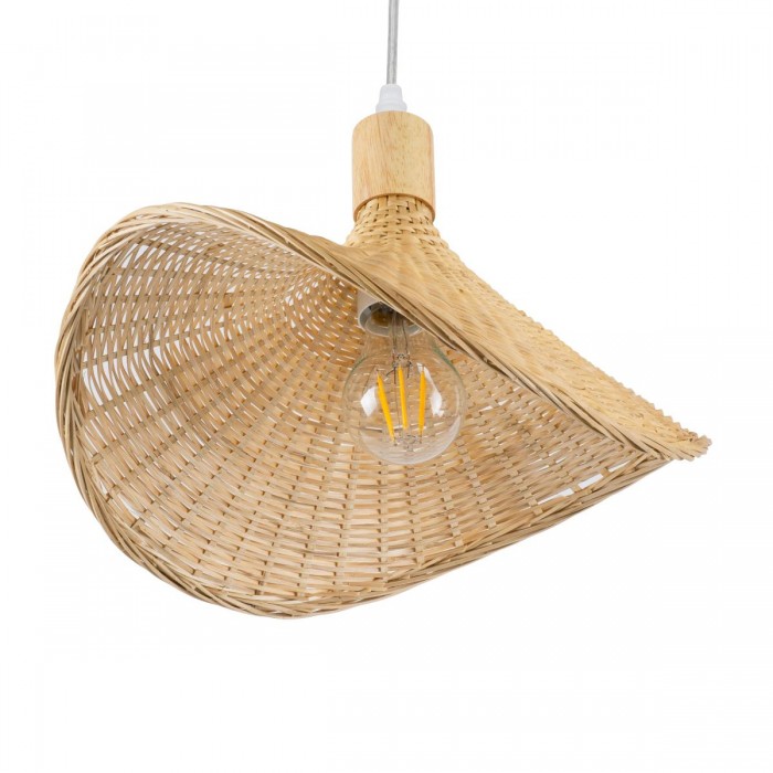 GloboStar® CUBA 01715 Vintage Κρεμαστό Φωτιστικό Οροφής Μονόφωτο 1 x E27 Μπεζ Ξύλινο Μπαμπού Φ33 x Y25cm GloboStar® CUBA 01715 Vintage Κρεμαστό Φωτιστικό Οροφής Μονόφωτο 1 x E27 Μπεζ Ξύλινο Μπαμπού Φ33 x Y25cm