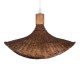 GloboStar® CUBA 01716 Vintage Κρεμαστό Φωτιστικό Οροφής Μονόφωτο 1 x E27 Καφέ Ξύλινο Μπαμπού Φ33 x Y25cm