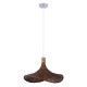 GloboStar® CUBA 01718 Vintage Κρεμαστό Φωτιστικό Οροφής Μονόφωτο 1 x E27 Καφέ Ξύλινο Μπαμπού Φ43 x Y30cm