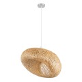 GloboStar® CARIBBEAN 01723 Vintage Κρεμαστό Φωτιστικό Οροφής Μονόφωτο 1 x E27 Μπεζ Ξύλινο Μπαμπού Φ45 x Y24cm