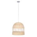 GloboStar® LUCIA 01725 Μοντέρνο Κρεμαστό Φωτιστικό Οροφής Μονόφωτο 1 x E27 Μπεζ Μπαμπού Καμπάνα Φ40 x Υ34cm