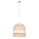 GloboStar® LUCIA 01725 Μοντέρνο Κρεμαστό Φωτιστικό Οροφής Μονόφωτο 1 x E27 Μπεζ Μπαμπού Καμπάνα Φ40 x Υ34cm