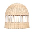 GloboStar® LUCIA 01725 Μοντέρνο Κρεμαστό Φωτιστικό Οροφής Μονόφωτο 1 x E27 Μπεζ Μπαμπού Καμπάνα Φ40 x Υ34cm