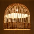 GloboStar® LUCIA 01726 Μοντέρνο Κρεμαστό Φωτιστικό Οροφής Μονόφωτο 1 x E27 Μπεζ Μπαμπού Καμπάνα Φ60 x Υ60cm