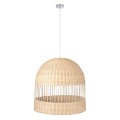 GloboStar® LUCIA 01726 Μοντέρνο Κρεμαστό Φωτιστικό Οροφής Μονόφωτο 1 x E27 Μπεζ Μπαμπού Καμπάνα Φ60 x Υ60cm