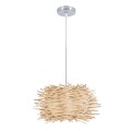 GloboStar® MINORCA 01729 Μοντέρνο Κρεμαστό Φωτιστικό Οροφής Μονόφωτο 1 x E27 Μπεζ Μπαμπού Καμπάνα Φ30 x Υ18cm