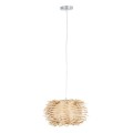 GloboStar® MINORCA 01730 Μοντέρνο Κρεμαστό Φωτιστικό Οροφής Μονόφωτο 1 x E27 Μπεζ Μπαμπού Καμπάνα Φ35 x Υ23cm