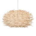 GloboStar® MINORCA 01731 Μοντέρνο Κρεμαστό Φωτιστικό Οροφής Μονόφωτο 1 x E27 Μπεζ Μπαμπού Καμπάνα Φ60 x Υ35cm