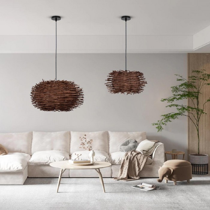GloboStar® MINORCA 01732 Μοντέρνο Κρεμαστό Φωτιστικό Οροφής Μονόφωτο 1 x E27 Καφέ Μπαμπού Καμπάνα Φ30 x Υ18cm GloboStar® MINORCA 01732 Μοντέρνο Κρεμαστό Φωτιστικό Οροφής Μονόφωτο 1 x E27 Καφέ Μπαμπού Καμπάνα Φ30 x Υ18cm