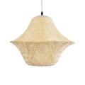 GloboStar® JUNIPER 01737 Boho Κρεμαστό Φωτιστικό Πλέγμα Μονόφωτο 1 x E27 IP20 Μπεζ Ξύλο - Μ45 x Π45 x Υ40cm