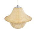 GloboStar® JUNIPER 01737 Boho Κρεμαστό Φωτιστικό Πλέγμα Μονόφωτο 1 x E27 IP20 Μπεζ Ξύλο - Μ45 x Π45 x Υ40cm