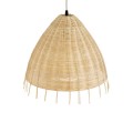GloboStar® AQUATIC 01742 Boho Κρεμαστό Φωτιστικό Καμπάνα Μονόφωτο 1 x E27 IP20 Μπεζ Ξύλο - Μ40 x Π40 x Υ36cm