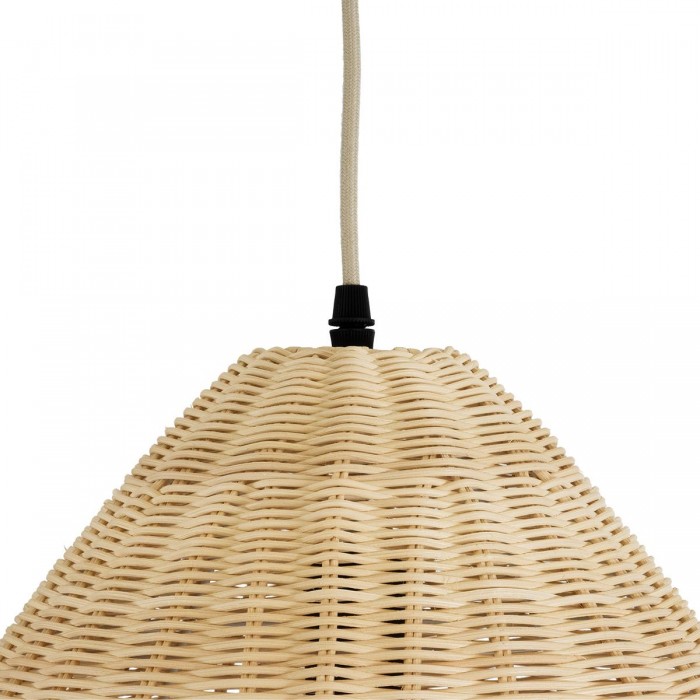 GloboStar® AQUATIC 01742 Boho Κρεμαστό Φωτιστικό Καμπάνα Μονόφωτο 1 x E27 IP20 Μπεζ Ξύλο - Μ40 x Π40 x Υ36cm