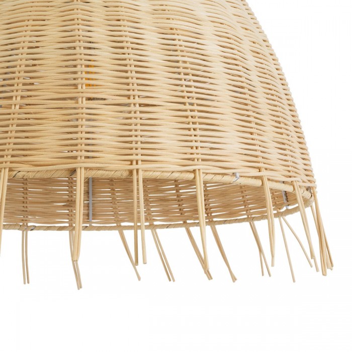 GloboStar® AQUATIC 01742 Boho Κρεμαστό Φωτιστικό Καμπάνα Μονόφωτο 1 x E27 IP20 Μπεζ Ξύλο - Μ40 x Π40 x Υ36cm