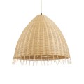 GloboStar® AQUATIC 01743 Boho Κρεμαστό Φωτιστικό Καμπάνα Μονόφωτο 1 x E27 IP20 Μπεζ Ξύλο - Μ60 x Π60 x Υ60cm