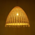 GloboStar® AQUATIC 01743 Boho Κρεμαστό Φωτιστικό Καμπάνα Μονόφωτο 1 x E27 IP20 Μπεζ Ξύλο - Μ60 x Π60 x Υ60cm