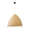 GloboStar® AQUATIC 01743 Boho Κρεμαστό Φωτιστικό Καμπάνα Μονόφωτο 1 x E27 IP20 Μπεζ Ξύλο - Μ60 x Π60 x Υ60cm