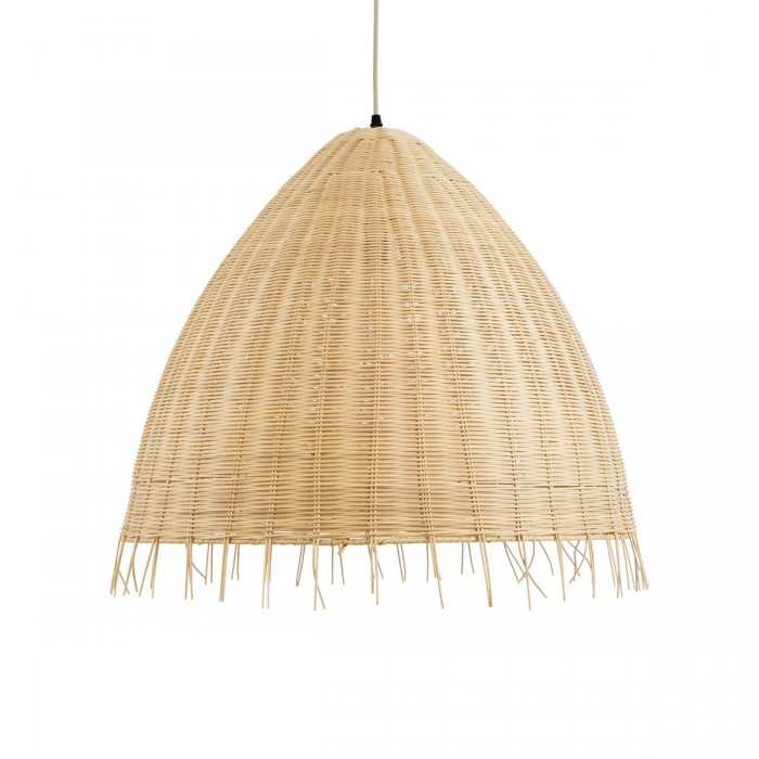 GloboStar® AQUATIC 01743 Boho Κρεμαστό Φωτιστικό Καμπάνα Μονόφωτο 1 x E27 IP20 Μπεζ Ξύλο - Μ60 x Π60 x Υ60cm