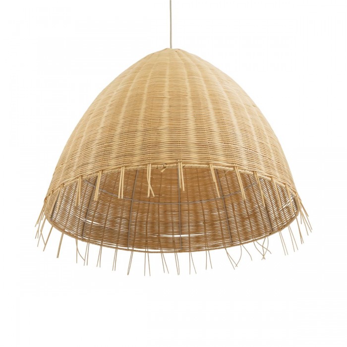 GloboStar® AQUATIC 01743 Boho Κρεμαστό Φωτιστικό Καμπάνα Μονόφωτο 1 x E27 IP20 Μπεζ Ξύλο - Μ60 x Π60 x Υ60cm