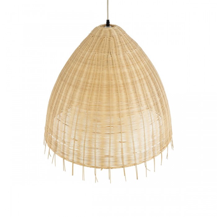 GloboStar® AQUATIC 01743 Boho Κρεμαστό Φωτιστικό Καμπάνα Μονόφωτο 1 x E27 IP20 Μπεζ Ξύλο - Μ60 x Π60 x Υ60cm