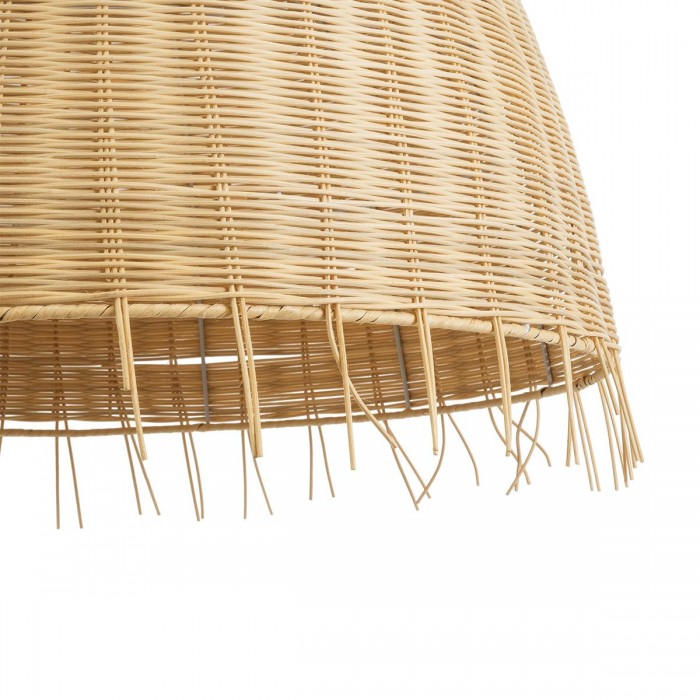 GloboStar® AQUATIC 01743 Boho Κρεμαστό Φωτιστικό Καμπάνα Μονόφωτο 1 x E27 IP20 Μπεζ Ξύλο - Μ60 x Π60 x Υ60cm