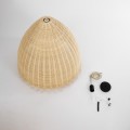 GloboStar® AQUATIC 01743 Boho Κρεμαστό Φωτιστικό Καμπάνα Μονόφωτο 1 x E27 IP20 Μπεζ Ξύλο - Μ60 x Π60 x Υ60cm