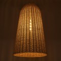 GloboStar® FAROL 01746 Μοντέρνο Κρεμαστό Φωτιστικό Οροφής Μονόφωτο 1 x E27 Μπεζ Μπαμπού Καμπάνα Φ60 x Υ100cm