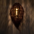 GloboStar® ARCHIPELAGO 01748 Boho Κρεμαστό Φωτιστικό Οροφής Μονόφωτο 1 x E27 AC220-240V IP20 - Φ30 x Υ63cm - Καφέ Ξύλινο Πλέγμα